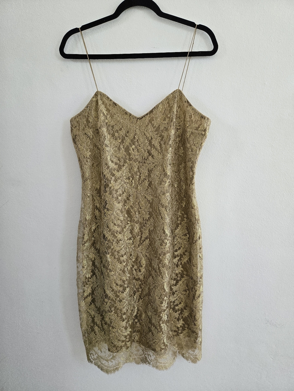 LAUREN RALPH LAUREN Gold Lace Elegant Feminen Strap Dress Size 12